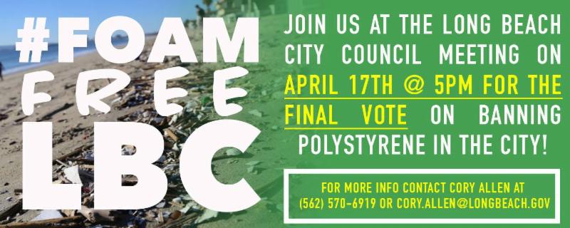 Vote to support the ban on polystyrene in Long Beach