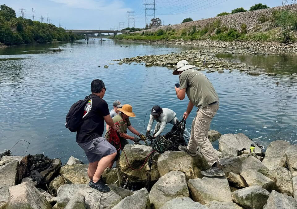 San Gabriel River Clean Up. Sponsored by Long Beach Surfrider, partnering with the Aquarium of the Pacific.